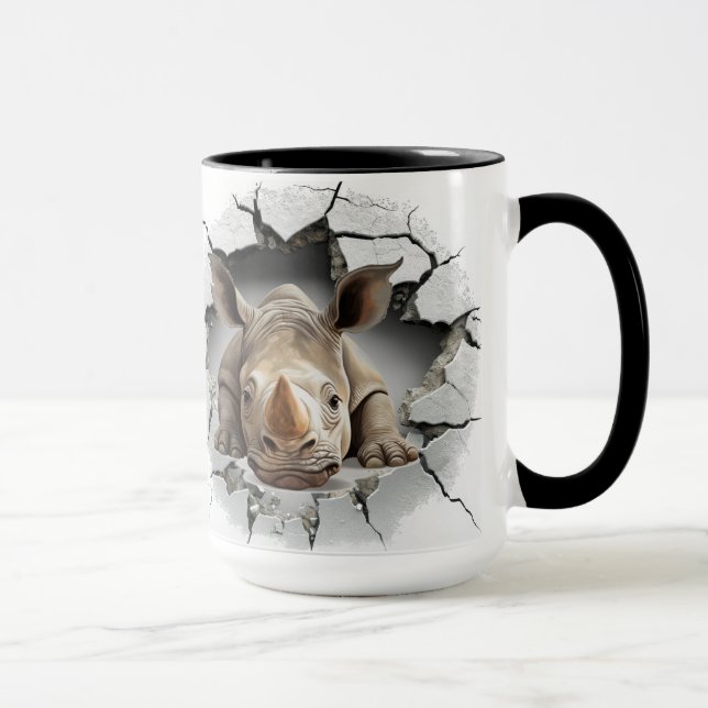 Rhino coming out of cave mug (Right)