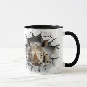 Rhino coming out of cave mug