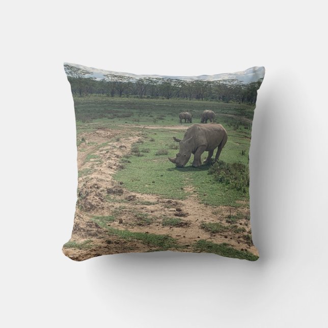 Rhino Cotton Throw Pillow (Front)