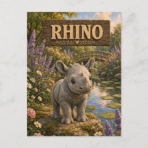 Rhino Cute Baby Storybook Nursery Animal Postcard