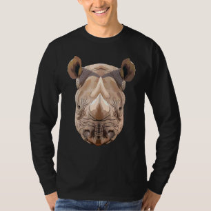 Rhino Face Black Rhinoceros Head Zoo Animal Africa T-Shirt