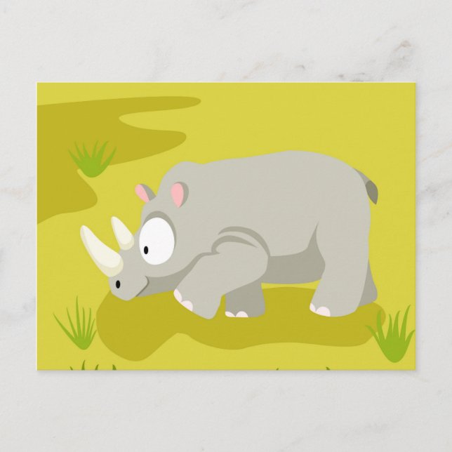 Rhino from my world animals serie postcard (Front)