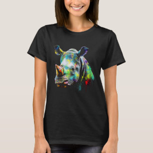 Rhino Lover Artwork Colourful Animal Motif Rhino 1 T-Shirt