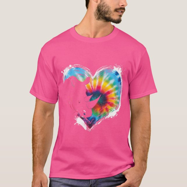 Rhino Lover Chubby Unicorn Rhinoceros Tie Dye T-Shirt (Front)