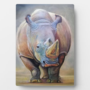 Rhino Lovers Art Cute Rhino Portrait Print Plaque