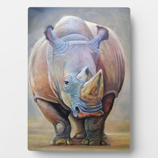 Rhino Lovers | Art Cute Rhino Portrait Print Plaque