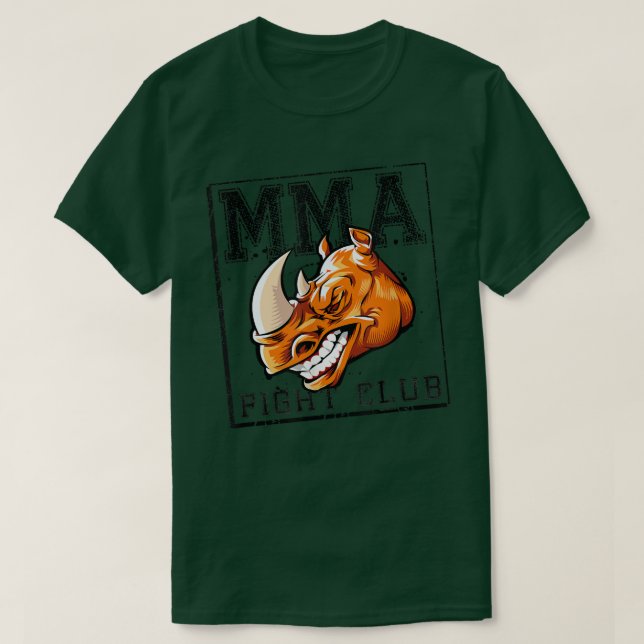 Rhino Mixed Martial Arts Mma  Fighter Beast Motiva T-Shirt (Design Front)