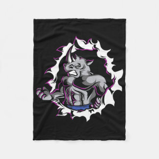 Rhino Muscles Fitness Bodybuilding Weight Lifting Fleece Blanket