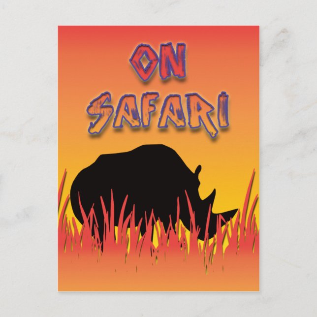 Rhino on safari postcards (Front)