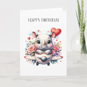 Rhino Pilot Birthday Card
