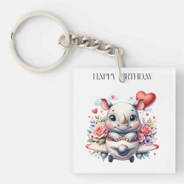 Rhino Pilot Birthday Key Ring (Front)