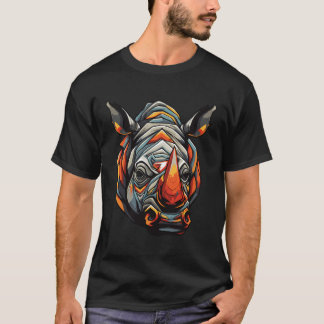 Rhino Portrait Colourful Animal Head Gym Workout T-Shirt