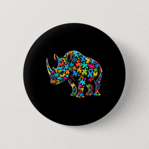 Rhino Puzzle Autism Awareness Autistic Womens Mens 6 Cm Round Badge