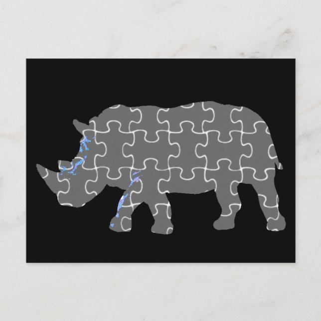 Rhino puzzle zoo animal postcard (Front)
