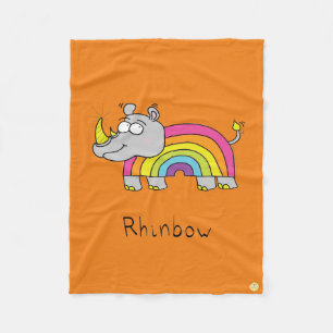 Rhino Rainbow Cute Kids Rhinoceros Fleece Blanket