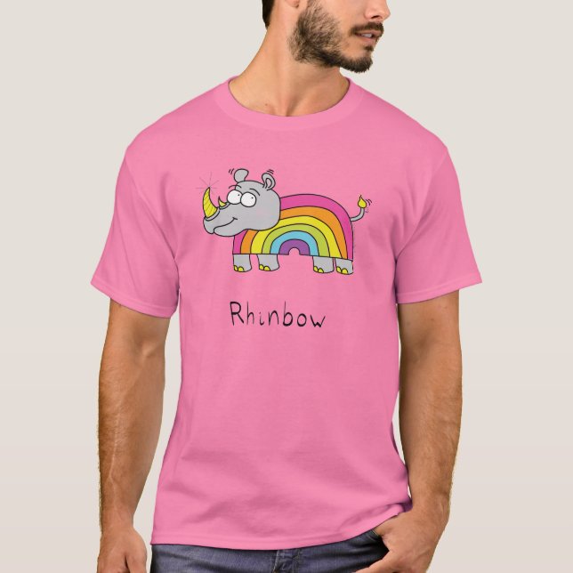 Rhino Rainbow Cute Kids T-Shirt (Front)