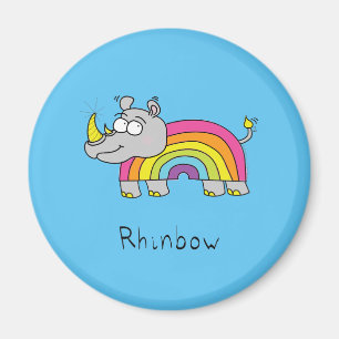 Rhino Rainbow Funny Cute Kids Rhinoceros Magnet