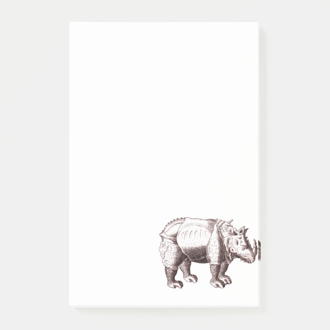 Rhino - Renaissance Style Drawing of a Rhinoceros Post-it Notes (Front)