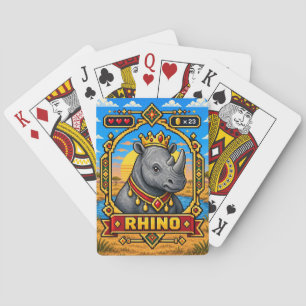 Rhino Retro 8-Bit Pixel Art Playing Cards