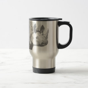 Rhino Rhinoceros Pencil Drawing sketch Travel Mug