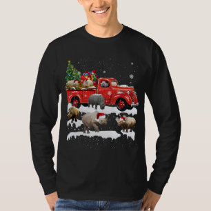Rhino Riding Red Truck Merry Christmas X-mas Ugly T-Shirt