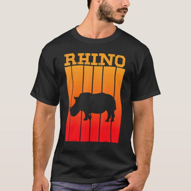 Rhino Shadow Silhouette At Sunset T-Shirt (Front)