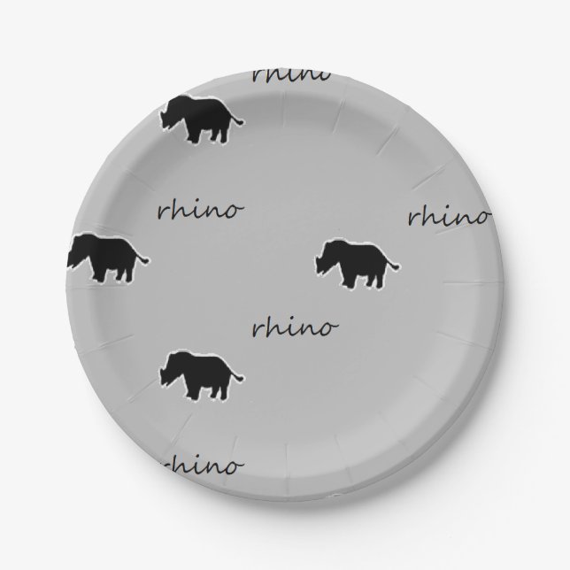 Rhino silhouette pattern paper plate (Front)