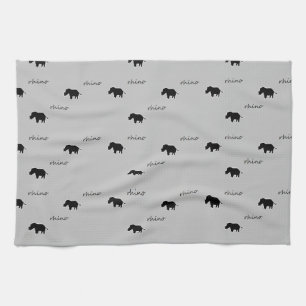 Rhino silhouette pattern tea towel