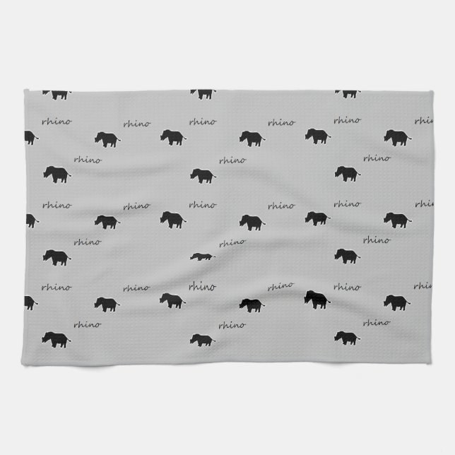 Rhino silhouette pattern tea towel (Horizontal)