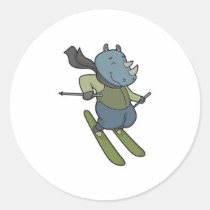 Rhino Skier Ski Classic Round Sticker