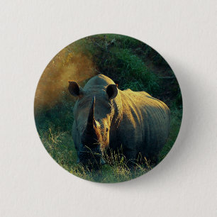 Rhino stare 6 cm round badge