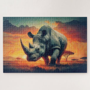 Rhino Sunset Safari Jigsaw Puzzle