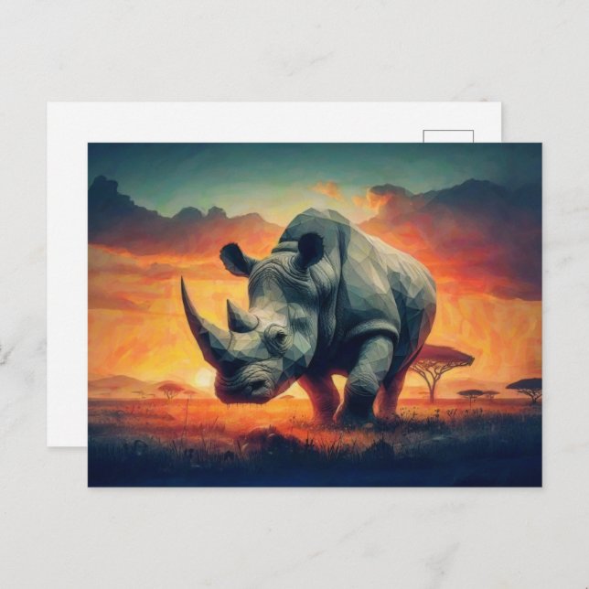 Rhino Sunset Safari Postcard (Front/Back)