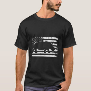 Rhino Usa Flag 4Th Of July America T-Shirt