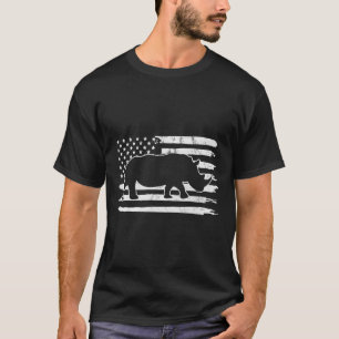 Rhino Usa Flag 4Th Of July America T-Shirt