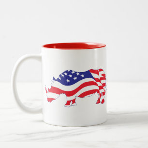 Rhino-USA-Flag Two-Tone Coffee Mug