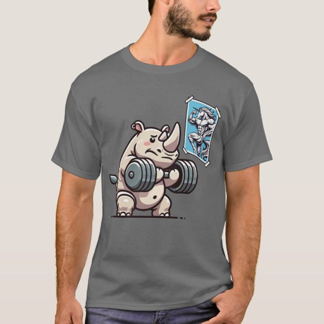 Rhino vs Unicorn - Funny Gym Workout Fitness T-Shirt (Front)