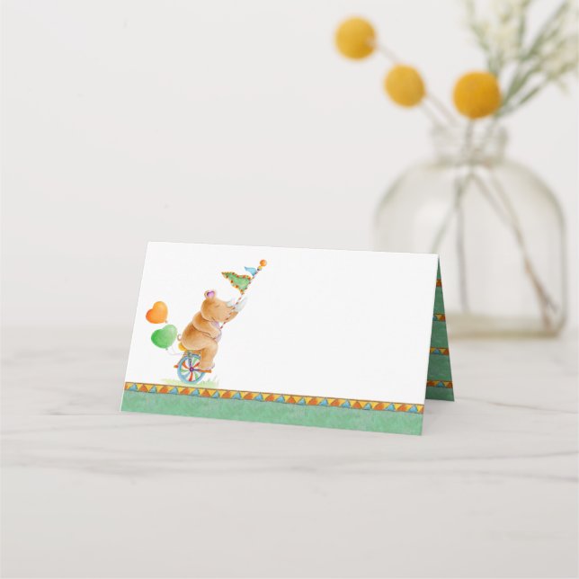 Rhino watercolor art baby shower guest place cards (Front)