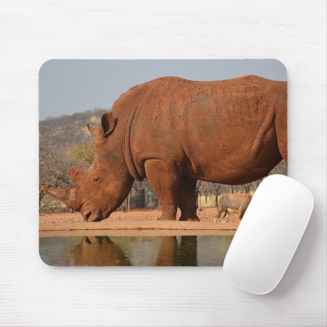 Rhino with mud on skin photo mouse pad (With Mouse)