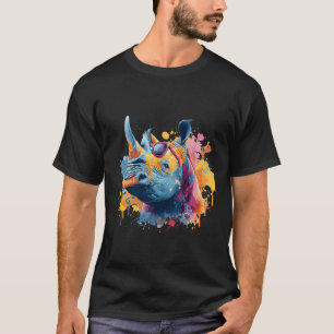 Rhino with Sunglasses Graphic Animal Art Rhinocero T-Shirt