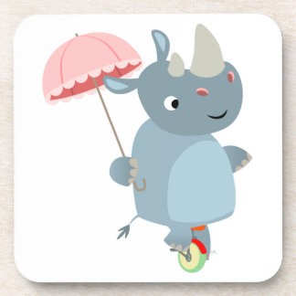 Rhino with Umbrella on Unicycle Coasters Set