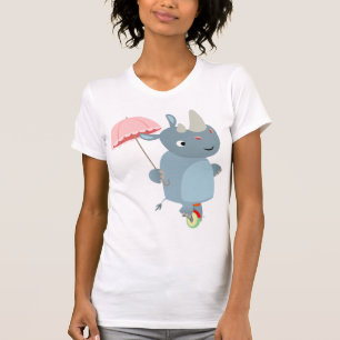 Rhino with Umbrella on Unicycle Women T-Shirt