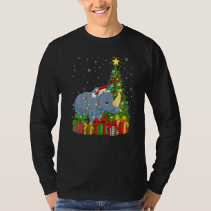 Rhino Xmas Holiday Santa Rhino Christmas Tree T-Shirt