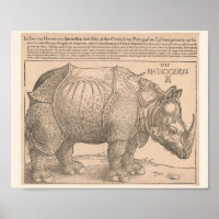 Rhinoceros - Albrecht Dürer 1515 Woodcut Gravure
