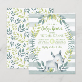 Rhinoceros Baby Shower Invitations