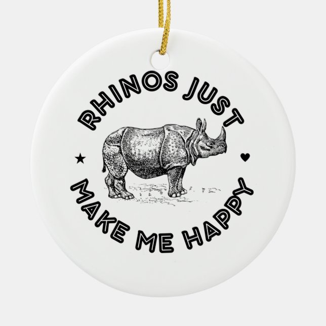 rhinoceros ceramic tree decoration (Front)