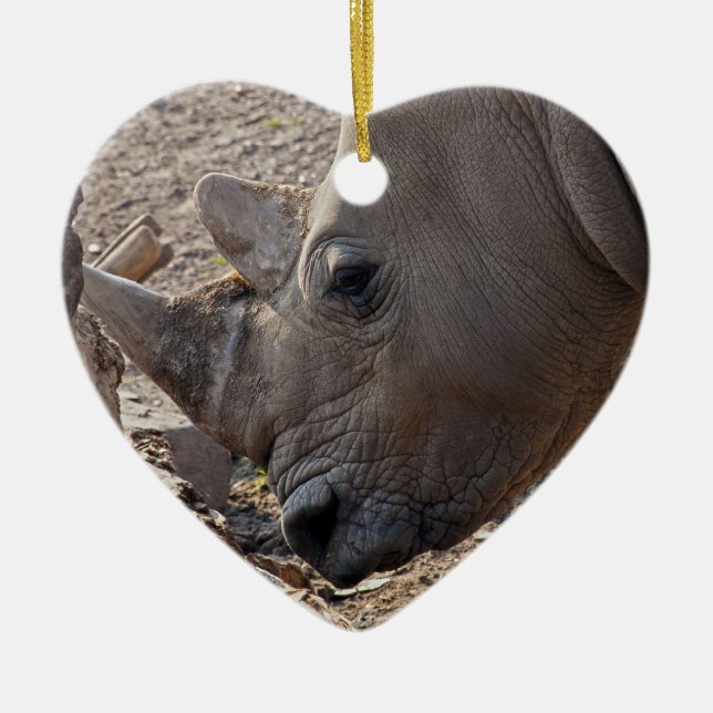Rhinoceros Ceramic Tree Decoration (Front)