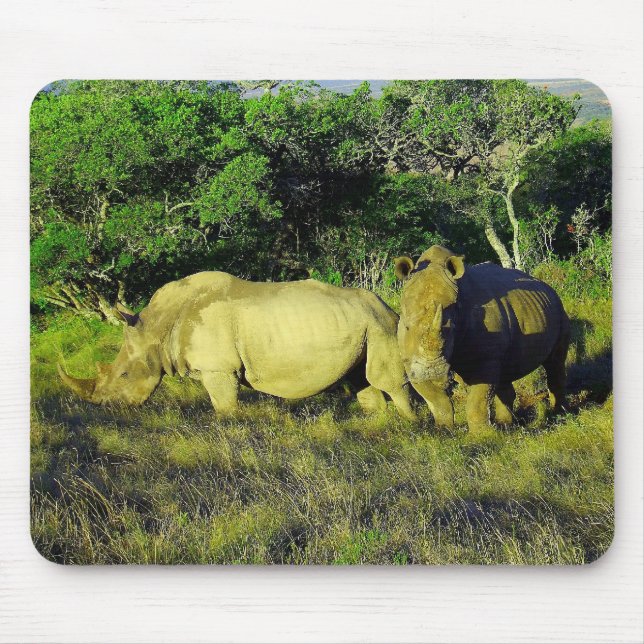 Rhinoceros Couple Wildlife Photography Mouse Pad (Front)