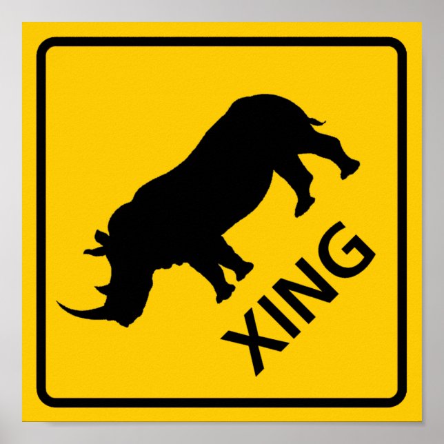 Rhinoceros Crossing Highway Sign (Front)