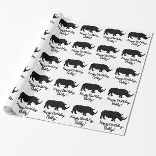 Rhinoceros Happy Birthday Customisable Wrapping Paper
